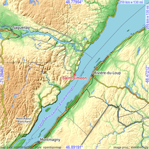 Topographic map of Saint-Siméon