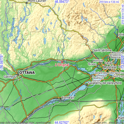 Topographic map of L'Orignal
