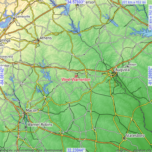 Topographic map of West Warrenton