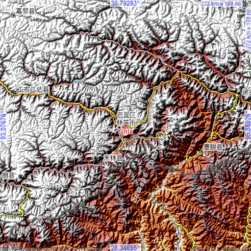 Topographic map of Yinla
