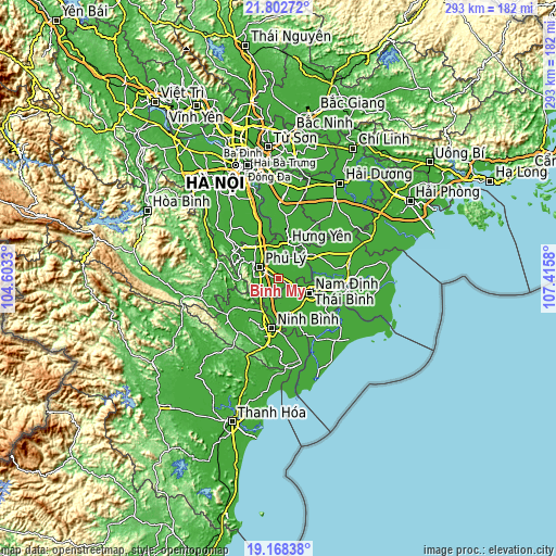 Topographic map of Bình Mỹ