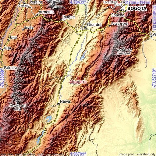 Topographic map of Alpujarra