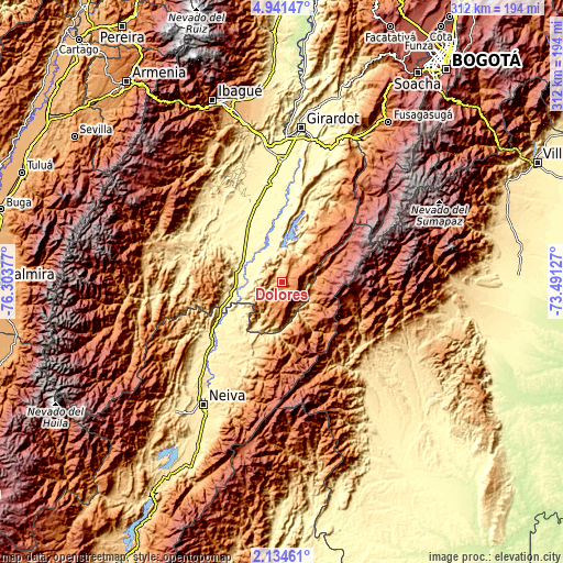 Topographic map of Dolores