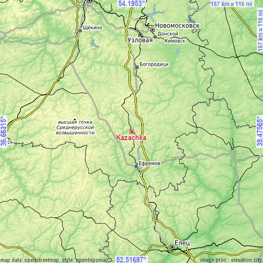 Topographic map of Kazachka