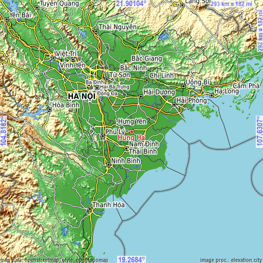 Topographic map of Hưng Hà