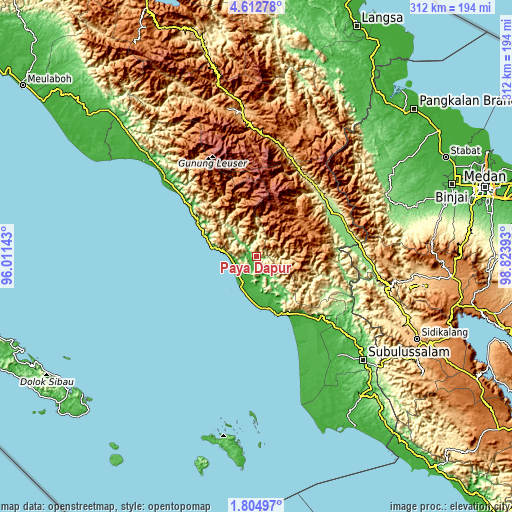 Topographic map of Paya Dapur