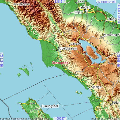 Topographic map of Danauparis