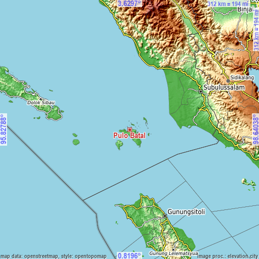 Topographic map of Pulo Batal