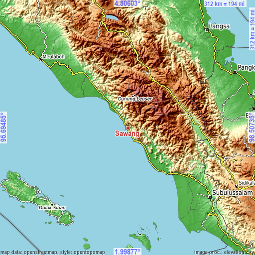 Topographic map of Sawang