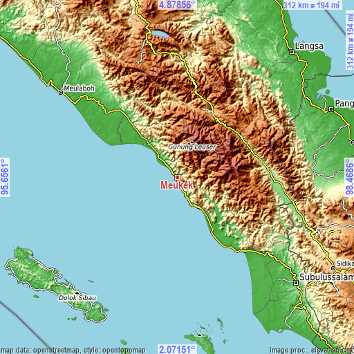 Topographic map of Meukek