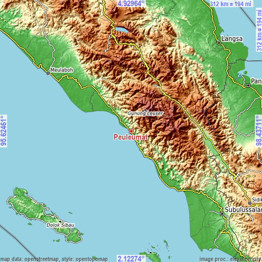 Topographic map of Peuleumat