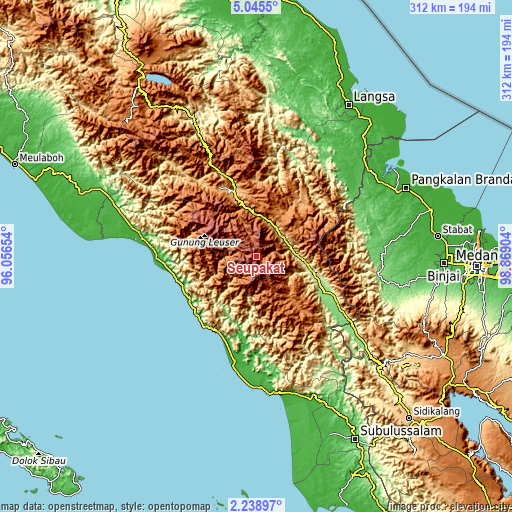 Topographic map of Seupakat
