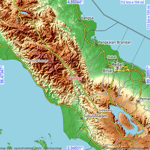 Topographic map of Bambol
