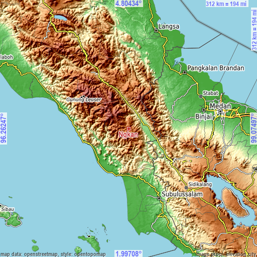 Topographic map of Ngkan
