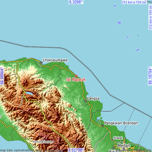 Topographic map of Idi Rayeuk