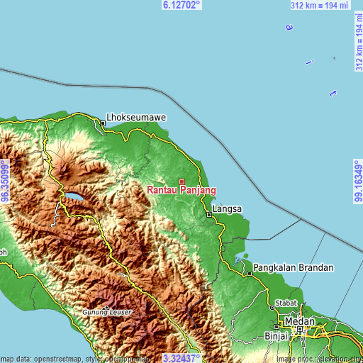 Topographic map of Rantau Panjang