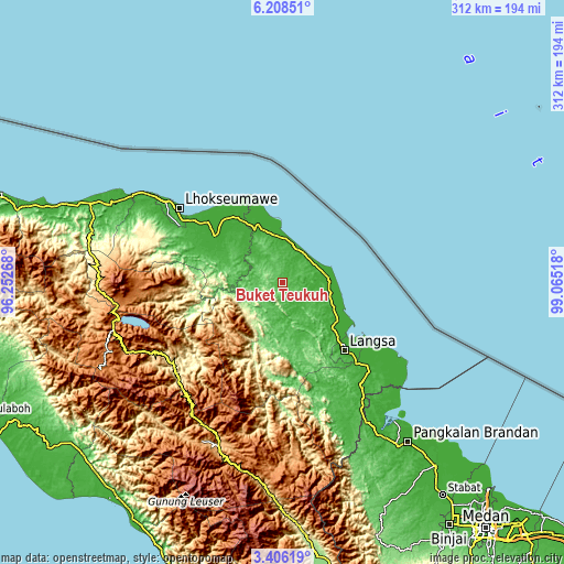 Topographic map of Buket Teukuh
