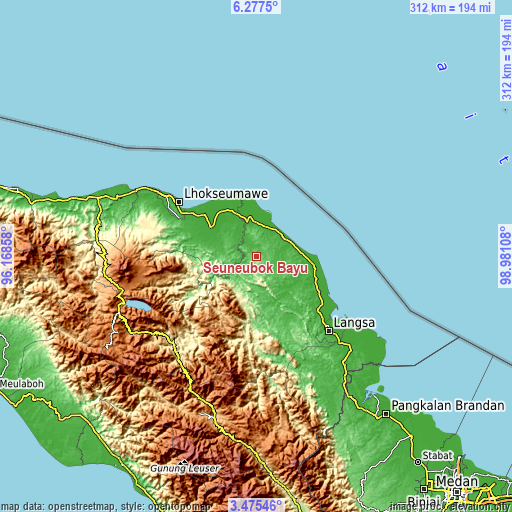 Topographic map of Seuneubok Bayu