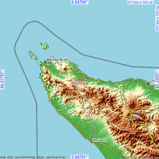 Topographic map of Keumala