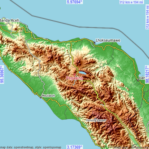 Topographic map of Pegasing