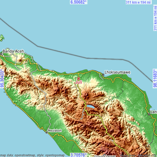 Topographic map of Juli