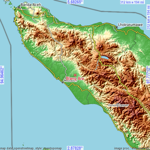 Topographic map of Blang Ara