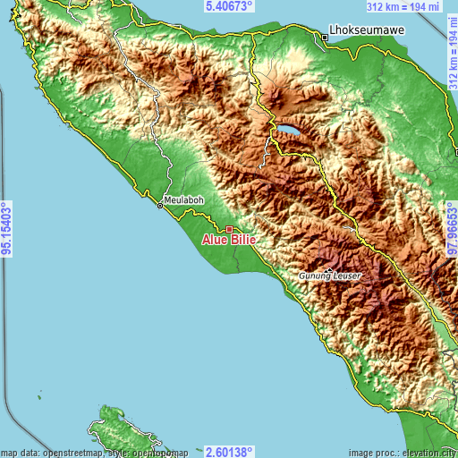 Topographic map of Alue Bilie
