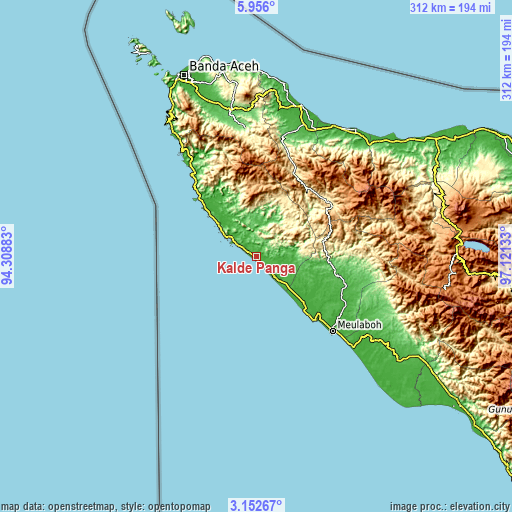 Topographic map of Kalde Panga