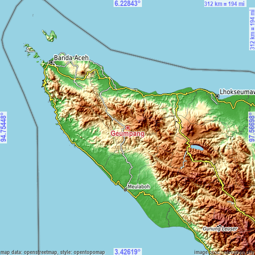 Topographic map of Geumpang