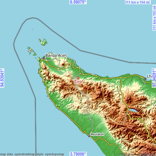 Topographic map of Tiro