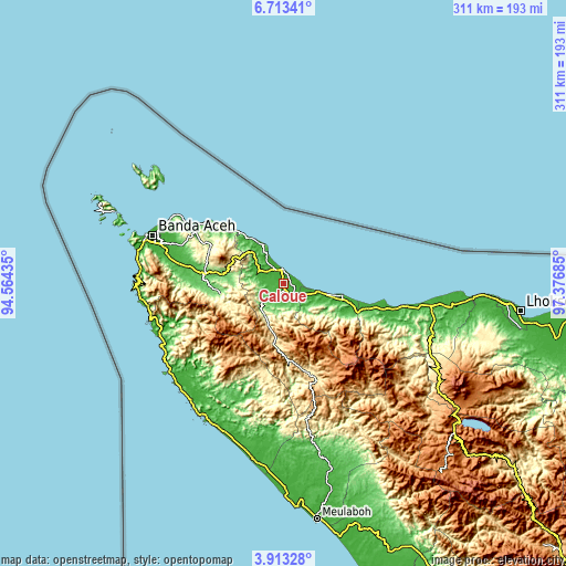 Topographic map of Caloue