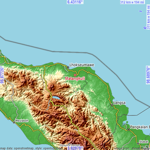Topographic map of Matangkuli