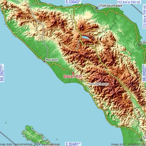 Topographic map of Babah Rot