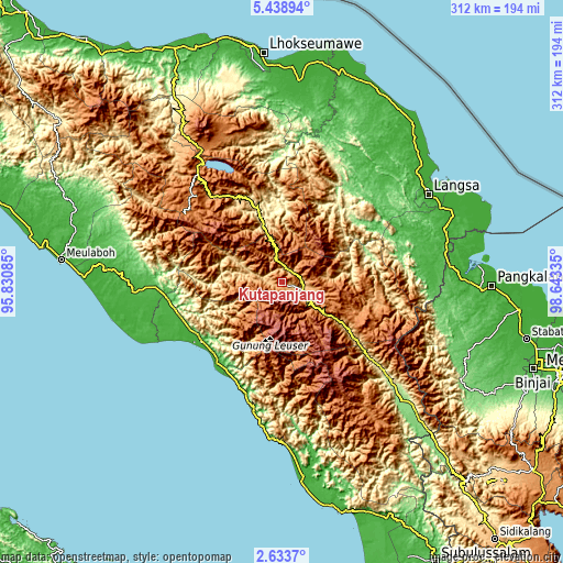 Topographic map of Kutapanjang