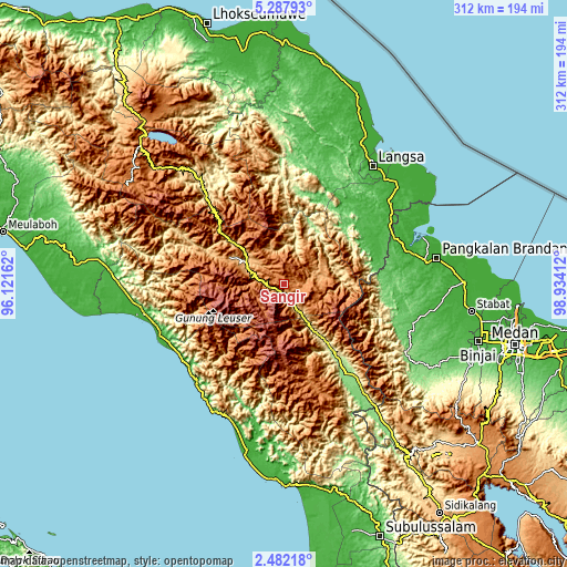 Topographic map of Sangir