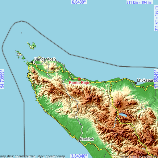 Topographic map of Pante Raja
