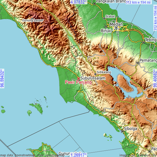 Topographic map of Pasir Panjang