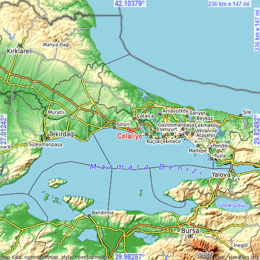 Topographic map of Celâliye