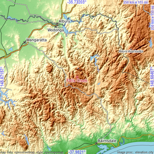 Topographic map of Falls Creek