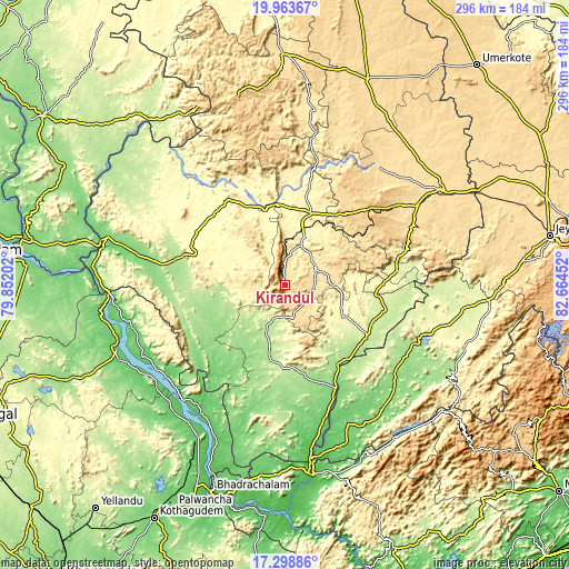 Topographic map of Kirandul