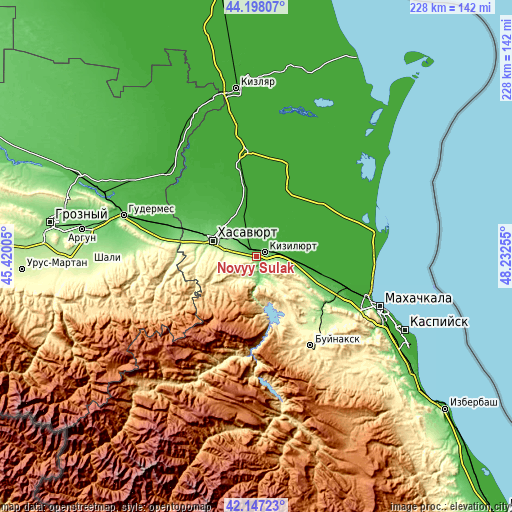 Topographic map of Novyy Sulak