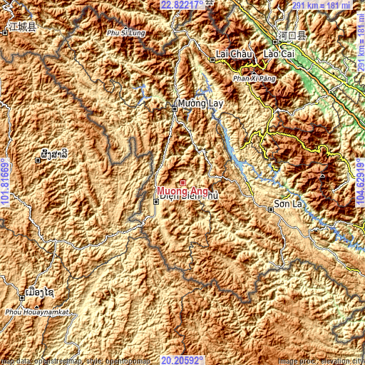 Topographic map of Mường Ảng