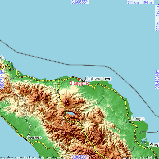 Topographic map of Blangpulo