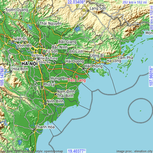 Topographic map of Tiên Lãng