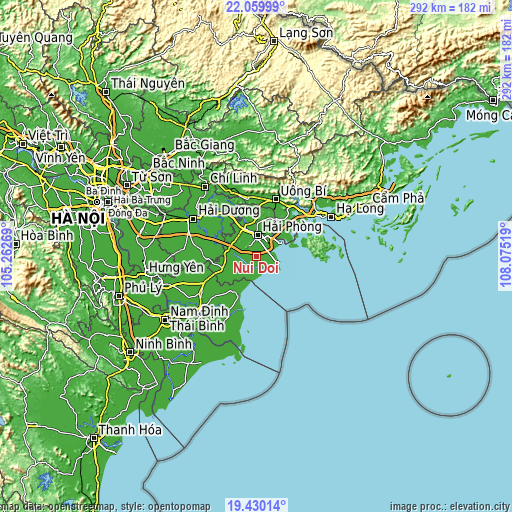 Topographic map of Núi Đối