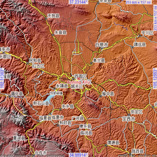 Topographic map of Anning Xilu