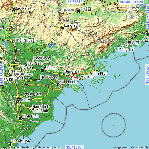 Topographic map of Trới