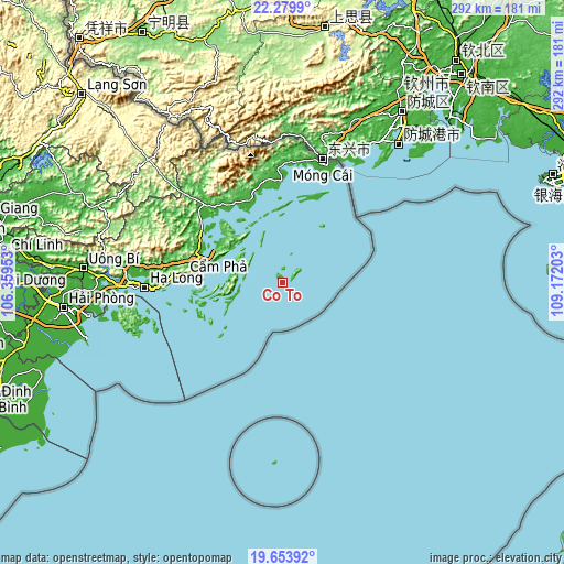Topographic map of Cô Tô