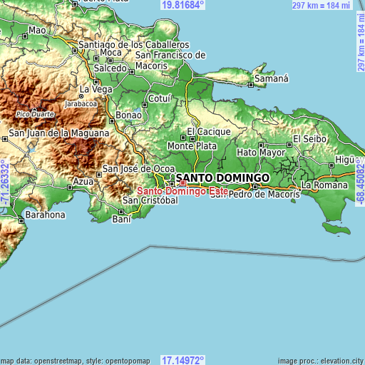 Topographic map of Santo Domingo Este