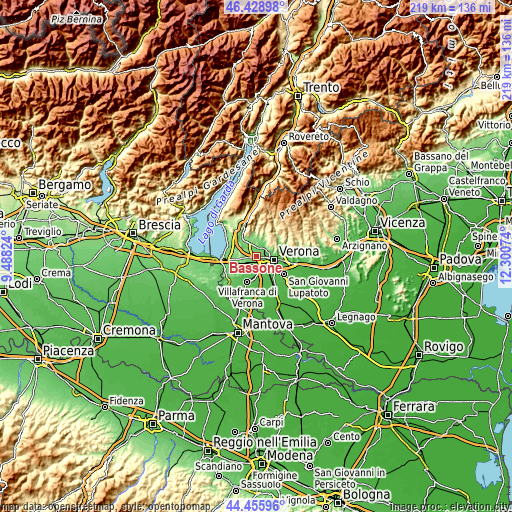 Topographic map of Bassone
